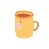 Vector hand drawn illustration of a cup of tea. Cozy winter evening at home.