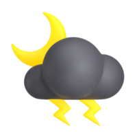 illustration de l'icône météo 3d orage de nuit png