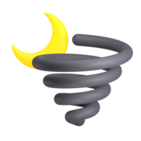 natt vind storm 3d väder ikon illustration png