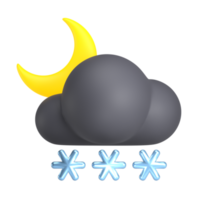 natt snöfall 3d väder ikon illustration png