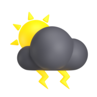 día relámpago tormenta 3d tiempo icono ilustración png