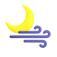 ilustração de ícone de clima 3d de vento forte à noite png