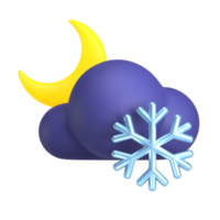 Cold Cloudy Night 3d weather icon illustration png