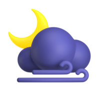 Night Windy 3d weather icon illustration png