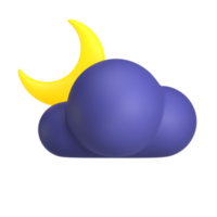 nacht bewölkt 3d-wetter-symbol-illustration png