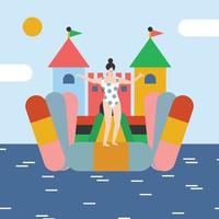 Colorful Girl in a Bounce House vector