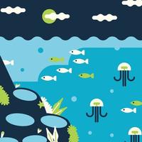 Seabed Flat Landscape vector