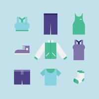 ropa de entrenamiento de gimnasia de colores planos vector