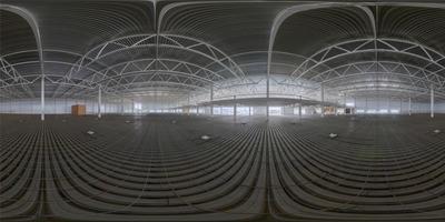 Spherical panorama of indoor construction site, equirectangular projection photo