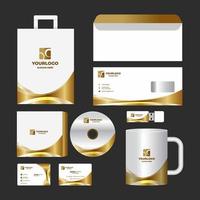 kit de negocios creativo blanco y dorado vector