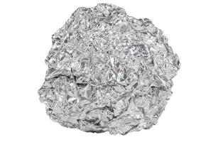 aluminium foil ball isloated on white background photo