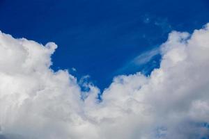 White cloud and blue sky at daylight. Close shot wit telephoto lens and polarizing filter with minimalistic composition photo