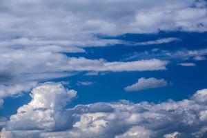 Regular spring clouds on blue sky at daylight in continental europe. Shot wit telehoto lens and polarizing filter. photo