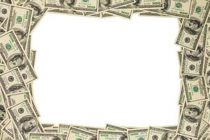 maqueta de marco de dinero de dólar estadounidense aislada sobre fondo blanco foto