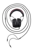 wired black gaming headset surrounded by concentric circle of wires photo