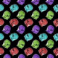 seamless pattern of MRI scans of sixty years old caucasian female head in sagittal or longitudinal plane - classic blue color on black background photo