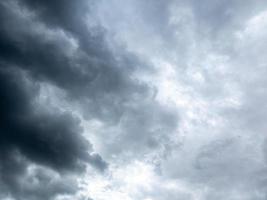 gray incoming storm clouds background, upward view photo