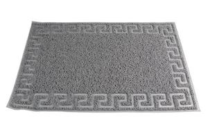 gray synthetic rubber hair welcome mat carpet in linear perspective, isolated photo