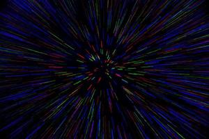 natural lens zoom explosion radial blurred red green blue dots on black background photo