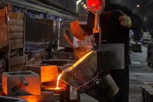 Industrial chill casting. The process of for filling out mold with molten metal. photo