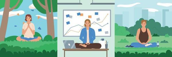 Meditation Flat Composition vector