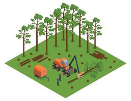 Isometric Deforestation Concept vector