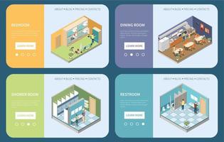 Hostel Isometric Landing Pages vector