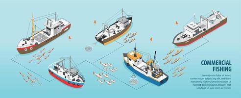 Commercial Fishing Infographics vector