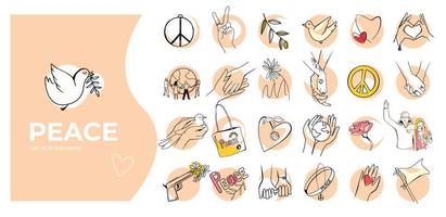 Peace Flat Hand Drawn Composition vector