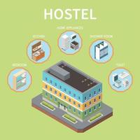 Hostel Isometric Background vector