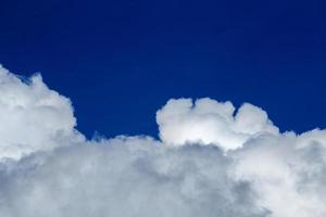 White cloud and blue sky at daylight. Close shot wit telehoto lens and polarizing filter with minimalistic composition photo