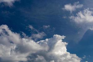 Regular spring clouds on blue sky at daylight. Close shot wit telephoto lens and polarizing filter. photo