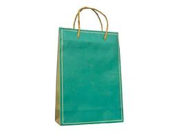 colourful paper bag with handles on a white background photo