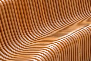 close-up full frame view of curved plywood public bench photo