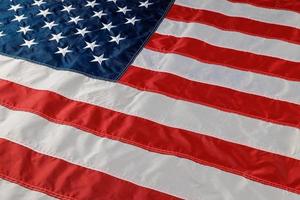 full-frame background of nylon sewed and embroided United States national flag photo