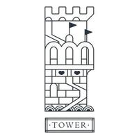 Legendary dragon fortress with a bridge. Fantasy medieval tower with flags and hearts vector
