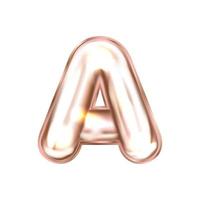 Perl pink foil inflated alphabet symbol, isolated letter A vector