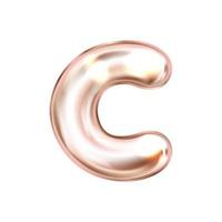 Perl pink foil inflated alphabet symbol, isolated letter C vector