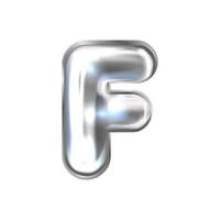 Silver perl foil inflated alphabet symbol, isolated letter F vector