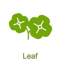 Simple green glyph leaf icon. vector