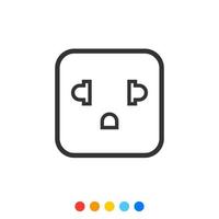 Socket outlet linear icon, Vector. vector