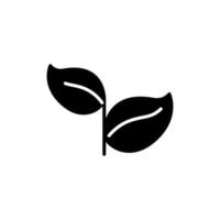 Simple black glyph leaf icon. vector
