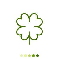 Simple green leaf linear icon. vector