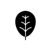 Simple black glyph leaf icon. vector