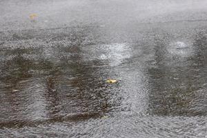 asphalt road under rainfall or drizzle with fast shutter speed photo