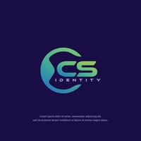 CS Initial letter circular line logo template vector with gradient color