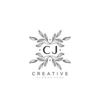 CJ Initial Letter Flower Logo Template Vector premium vector art