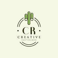 cr letra inicial vector de logotipo de cactus verde