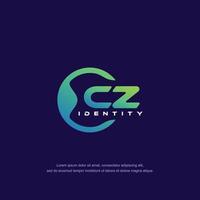 CZ Initial letter circular line logo template vector with gradient color