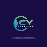 CY Initial letter circular line logo template vector with gradient color